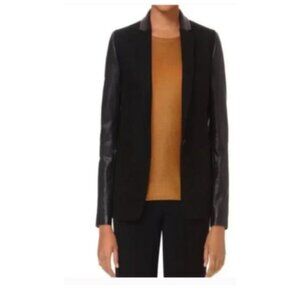 Aritzia Babaton Black Fred Wool Faux Leather Sleeve Blazer Jacket.